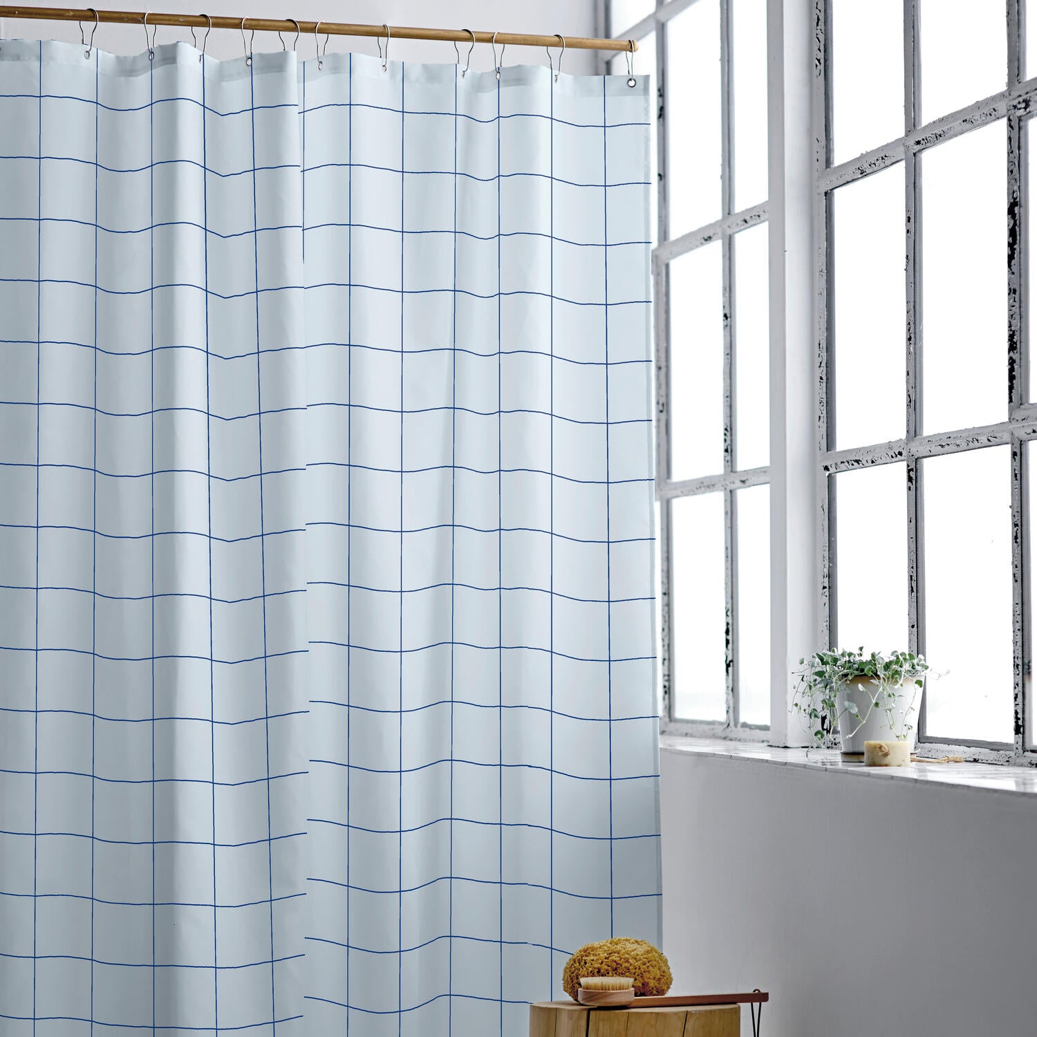 Badeforhæng, Linen Blue - 180x200 cm.